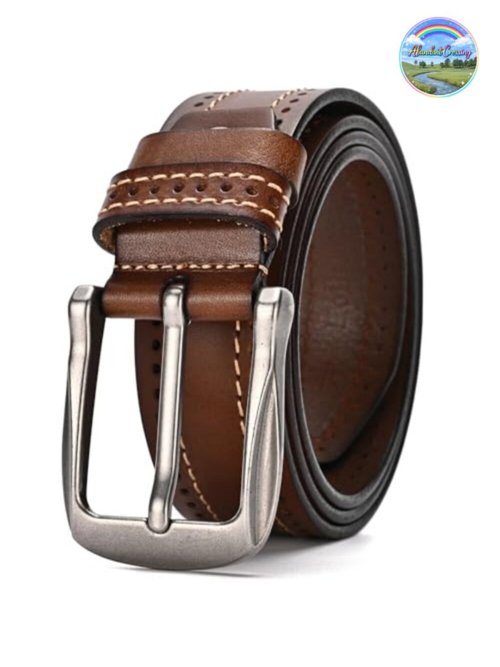 Full Grain Genuine Leather Belt 1.5" Silver Buckle